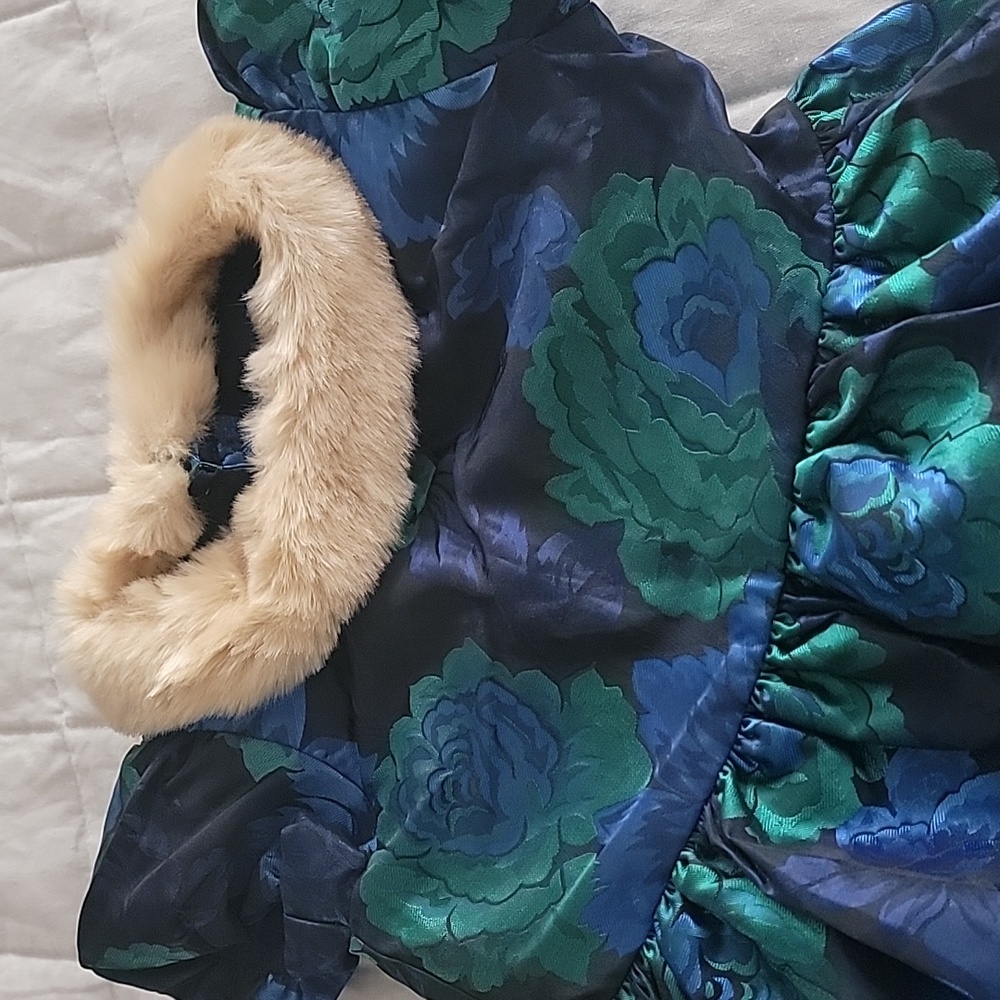 NWT Janie and Jack Floral Dress with Faux Fur Collar - Picture 2 of 2